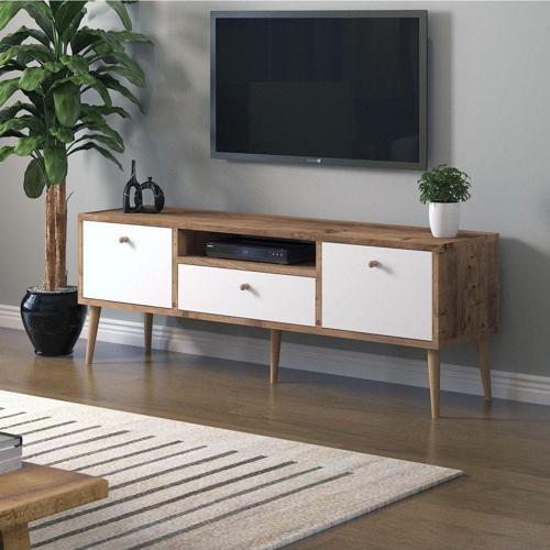 Beyza Ahşap Ayaklı 140 Cm Atlantik Beyaz Tv Sehbası 140x35 cm