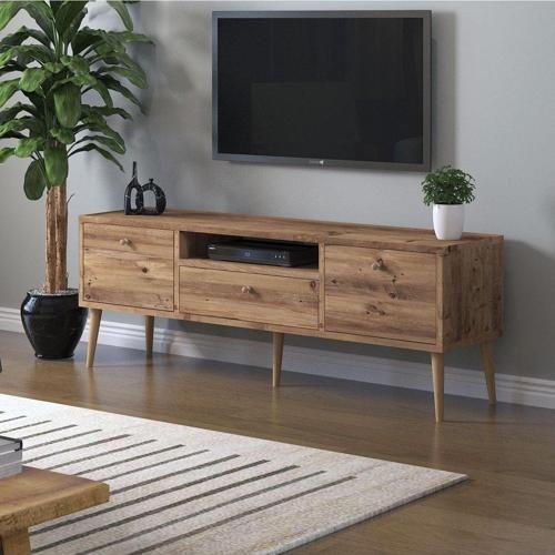 Beyza Ahşap Ayaklı 140 Cm Atlantik Çam Tv Sehbası 140x35 cm