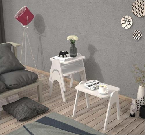 Modern Beyaz Tepsi Zigon Sehpa 42x35 cm