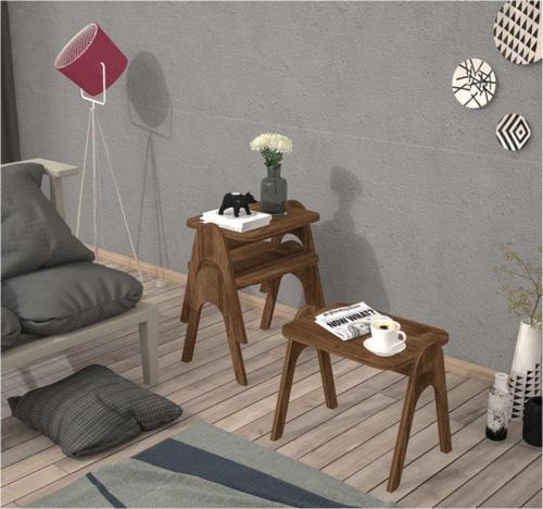 Modern Ceviz Tepsi Zigon Sehpa 42x35 cm