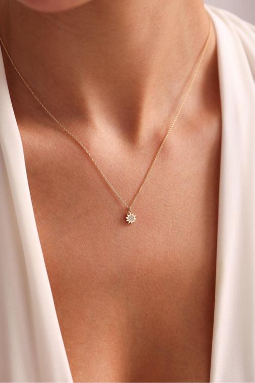 Taşlı Güneş Kolye