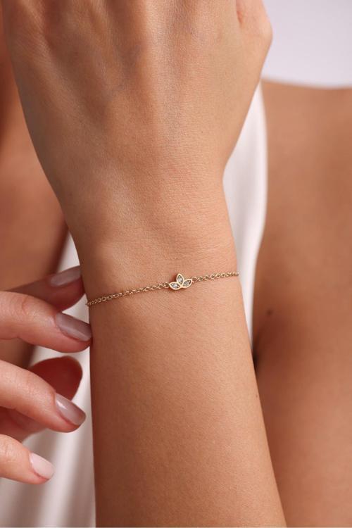 Taşlı Lotus Çiçeği Bileklik