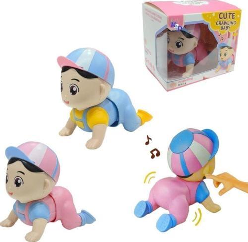 Kutulu Pilli Emekleyen Kasketli Bebek Eğlenceli Ve Eğitici Sesli Oyuncak Bebek Qb-03