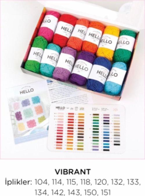 Hello 12 Adet (25 Gr) Amigurumi Punch Ip Seti Renk "Vibrant"