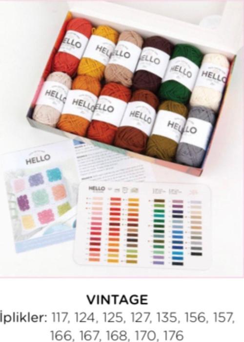 Hello 12 Adet (25 Gr) Amigurumi Punch Ip Seti Renk "Vintage"