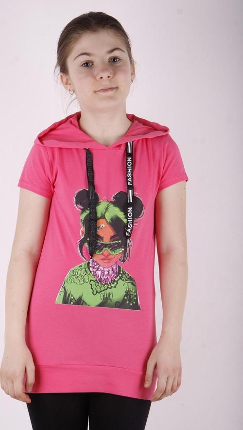 Toontoy Kız Çocuk Billie Eilish Baskılı Kapüşonlu Tişört