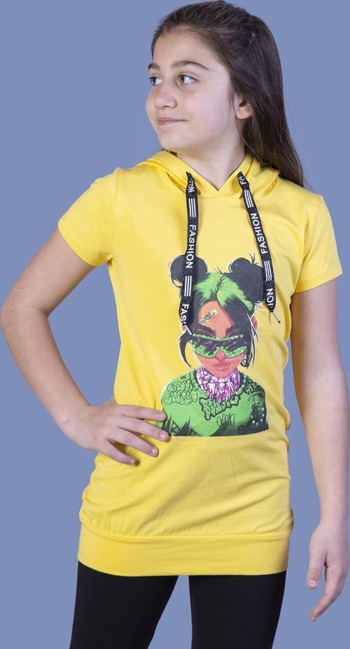 Toontoy Kız Çocuk Billie Eilish Baskılı Kapüşonlu Tişört