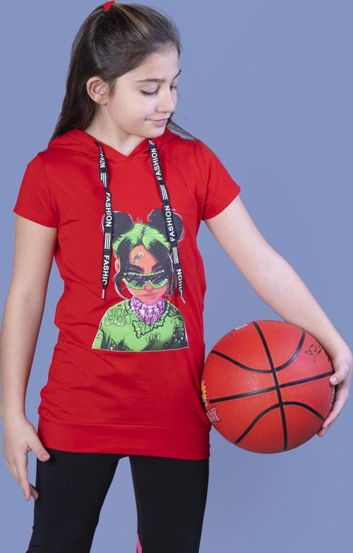 Toontoy Kız Çocuk Billie Eilish Baskılı Kapüşonlu Tişört