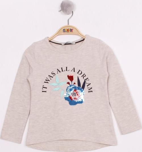 Toontoy Kız Çocuk Pullu Güllü Nakışlı T-Shirt