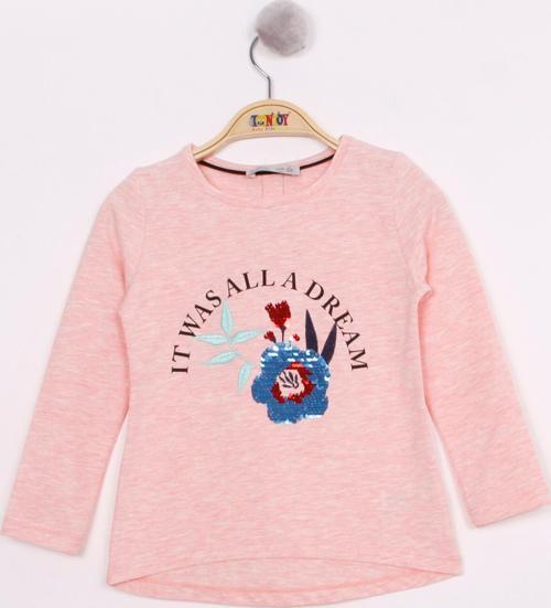 Toontoy Kız Çocuk Pullu Güllü Nakışlı T-Shirt