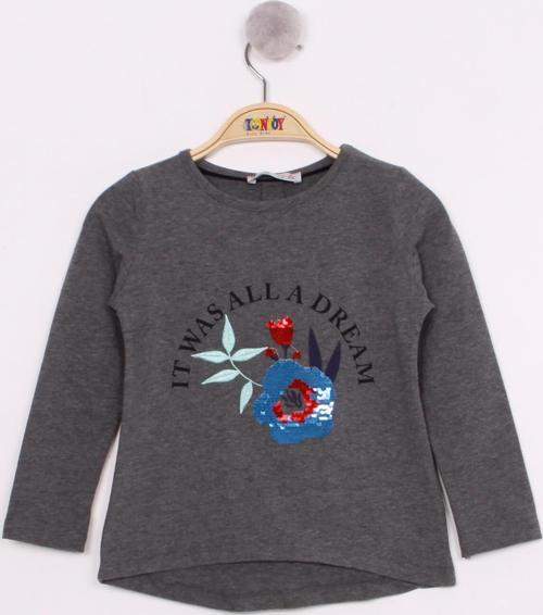 Toontoy Kız Çocuk Pullu Güllü Nakışlı T-Shirt