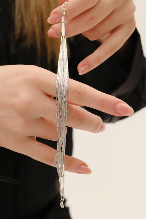 Gümüş özel tasarımlı modern görünümlü 10 sıra likit bileklik [barcode]