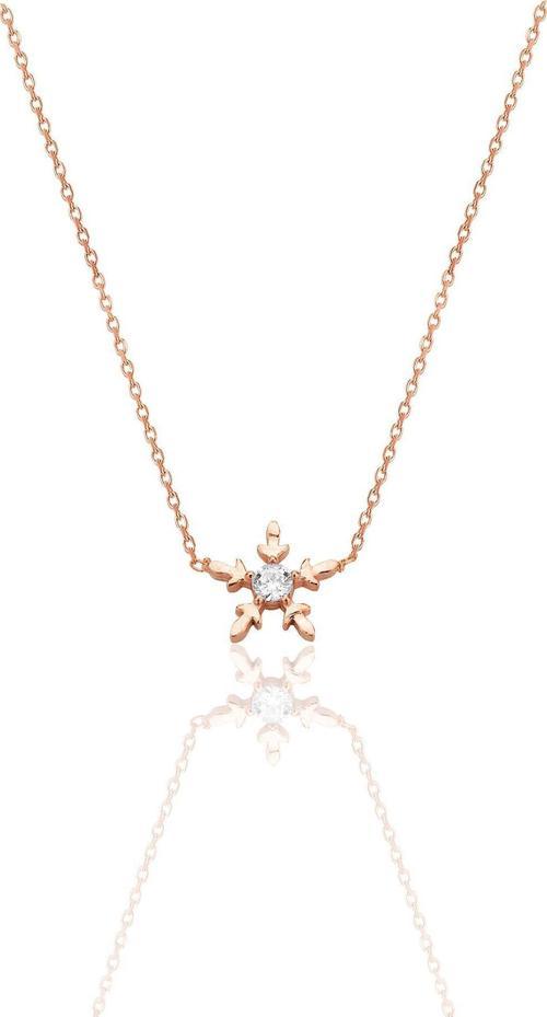 Gümüş rose zirkon tek taşlı mini buz kristali kar tanesi kolye [barcode]