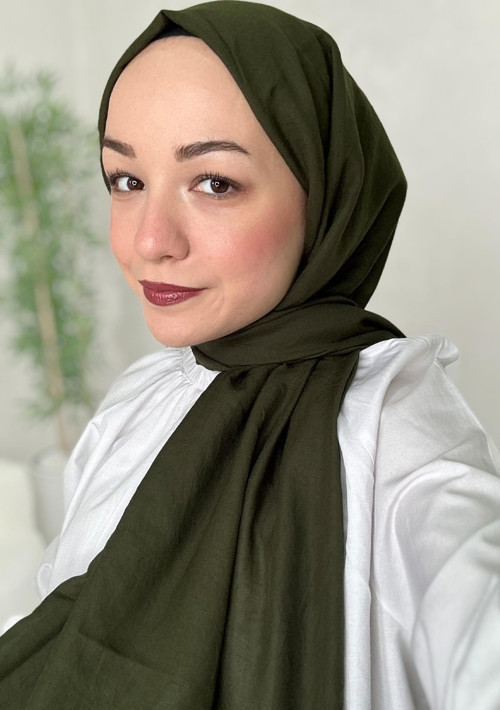 Haki Kraş Pamuk Şal Haki
