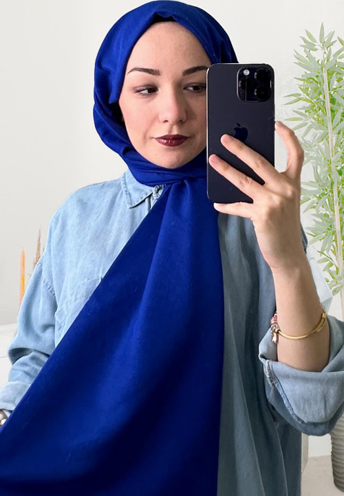 Saks Kraş Pamuk Şal Saks
