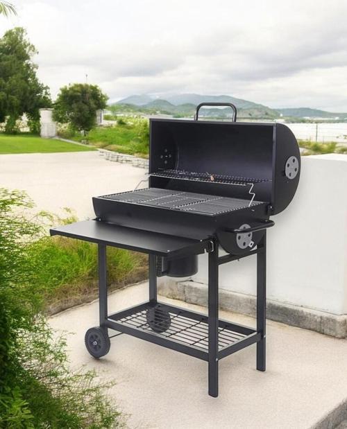 Varil Tip Büyük Kömürlü Mangal Kapaklı Termostatlı Mangal Tekerlekli Kolay Taşınır
