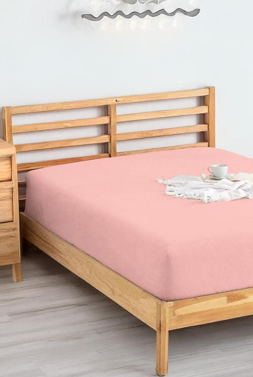Penye Lastikli Çarşaf Pamuklu Jersey Süper Battal Kişilik 200x200cm Pembe