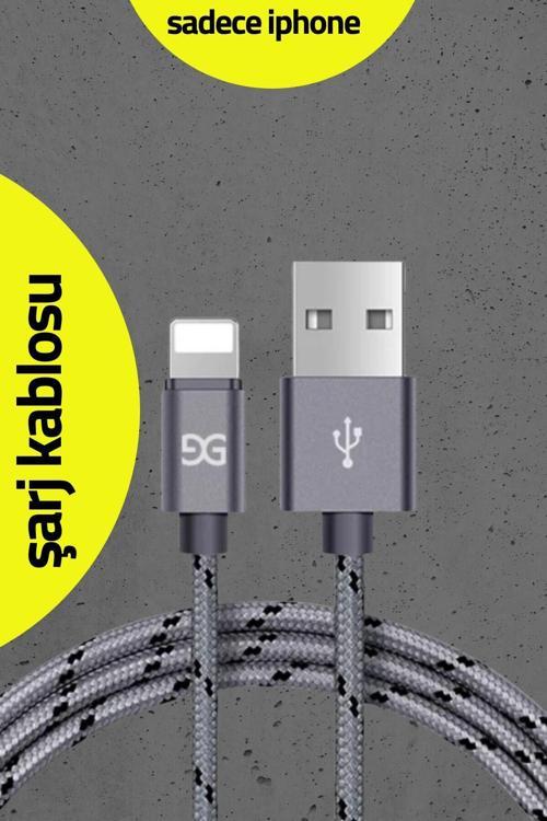 Apple Iphone Uyumlu Usb Hızlı Şarj Ve Data Kablosu-Gri-1 Metre