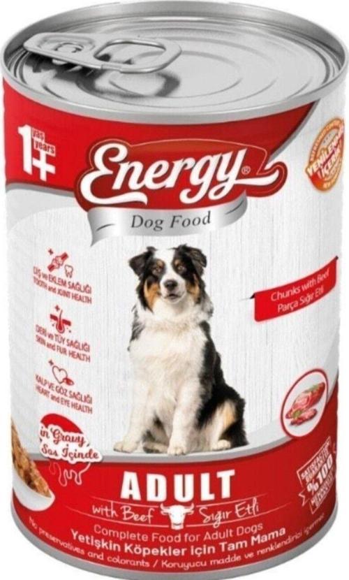 Pet Food Energy Sığır Etli Yetişkin Islak Köpek Konserve Maması 415 Gram 80 Adet