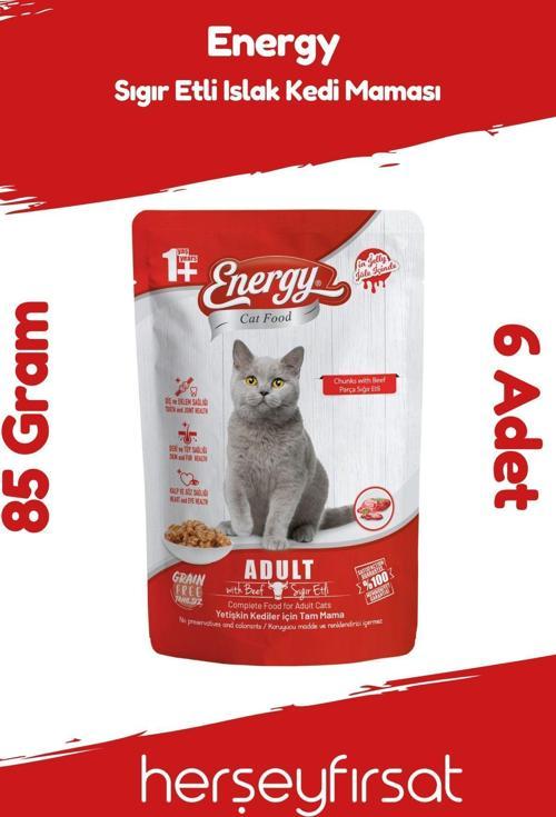 Sığır Etli Islak Kedi Maması 85 Gram-6 Adet