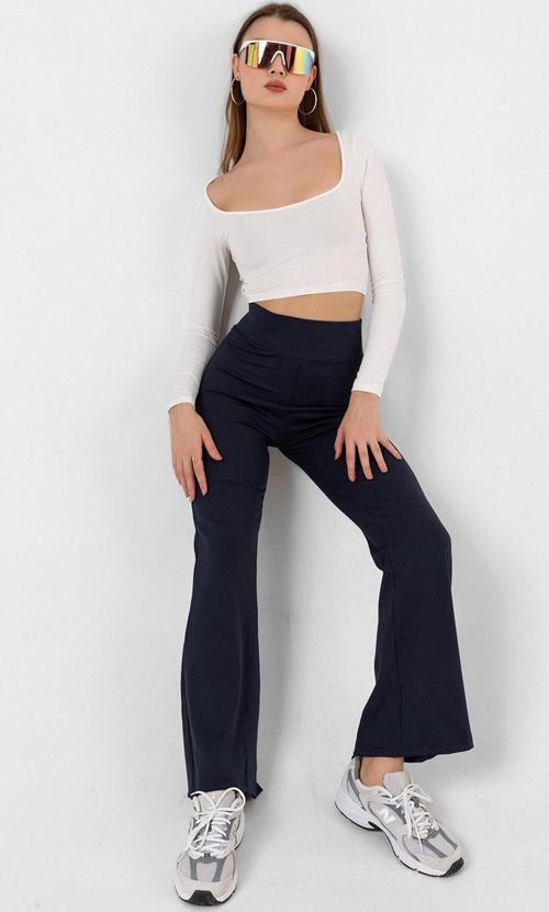 Yüksek Bel, Fitilli, Toparlayıcı Kaşkorse ispanyol fit and flare Örme Tayt