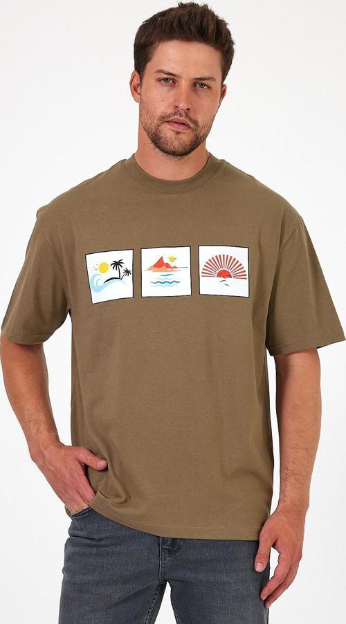 Erkek Bisiklet Yaka  Baskılı T-shirt 0210