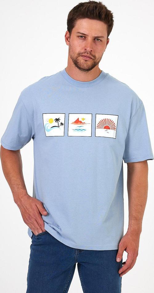 Erkek Bisiklet Yaka  Baskılı T-shirt 0210