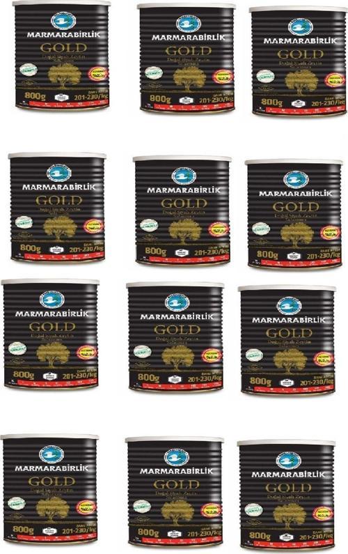 (Xl) 201-230 Gold Doğal Az Tuzlu Salamura Zeytin Teneke 800 Gr X 12 Adet