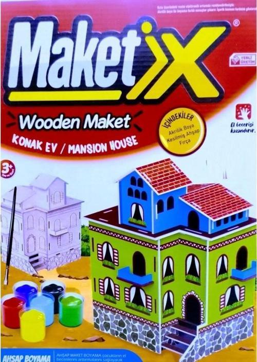 VIP MAKET BOYANABİLİR AHŞAP KONAK 6 RENK AKRİLİK BOYA AHŞAP EĞİTİCİ OYUNCAK AHŞAP BOYAMA AHŞAP KONAK
