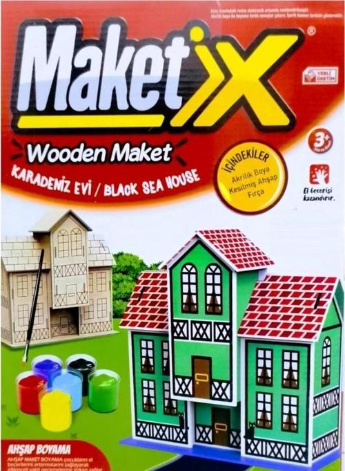 VIP MAKET BOYANABİLİR AHŞAP KARADENİZ EVİ 6 RENK AKRİLİK BOYA EĞİTİCİ OYUNCAK AHŞAP BOYAMA AHŞAP EV