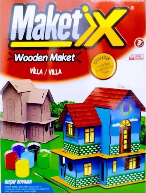 VIP MAKET BOYANABİLİR VİLLA 6 RENK AKRİLİK BOYA EĞİTİCİ OYUNCAK AHŞAP BOYAMA AHŞAP VİLLA BOYAMA SETİ