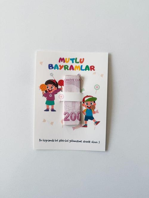 20 Adet Bayram Tebrik Kartı - Bayram Harçlık Kartı - Kurban Bayramı - Ramazan Bayramı Model 1