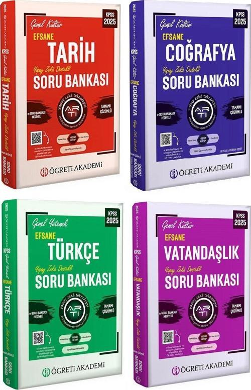 Öğreti 2025 KPSS Türkçe+Tarih+Coğrafya+Vatandaşlık Efsane Soru Bankası 4 lü Set Öğreti Akademi