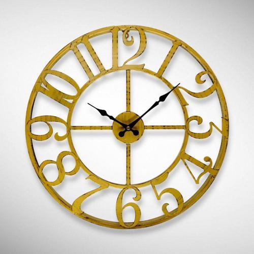 DM-40-AK Serisi Kesme Rakamlı Metal Duvar Saati Gold 40 CM Gold