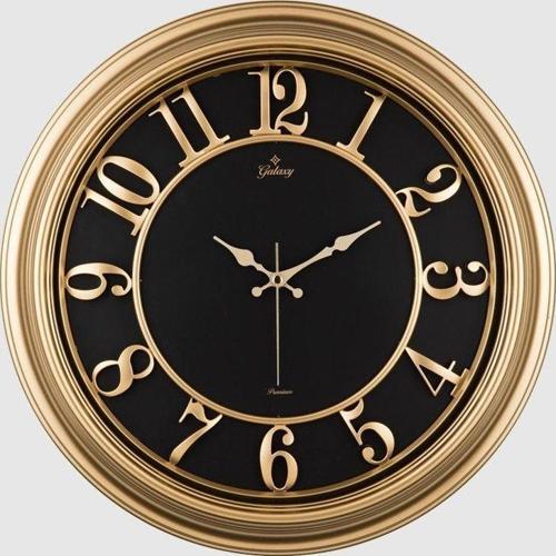 Premium Eskitme Kabartma Kadranlı 50 cm Duvar Saati Gold-Siyah