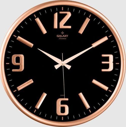 Premium Serisi Metal Çerçeveli Kabartma Rakamlı Bombe Camlı 35 CM Duvar Saati Bakır -Siyah