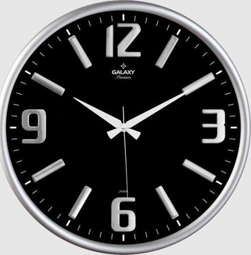 Premium Serisi Metal Çerçeveli Kabartma Rakamlı Bombe Camlı 35 CM Duvar Saati Gri