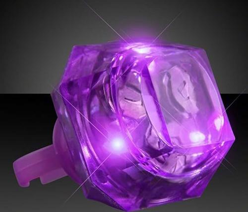 Kristal Tasarımlı Led Glow Işıklı 3 Modlu Mor Yüzük 3.5 x 5 cm