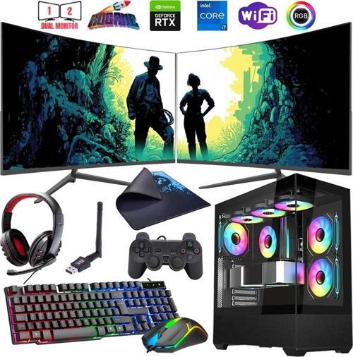 i7 12700F 16GB DDR4 1TB m2 8GB RTX4060 Çift 24" Monitörlü Oyun Bilgisayarı (Gaming SET)