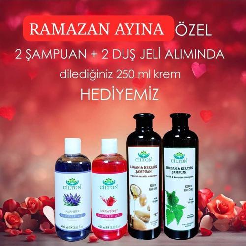 Argan & Keratin Şam.Isırgan& Keratinli Şam.Lavantalı Ve Çilekli Duş Jeli Seti
