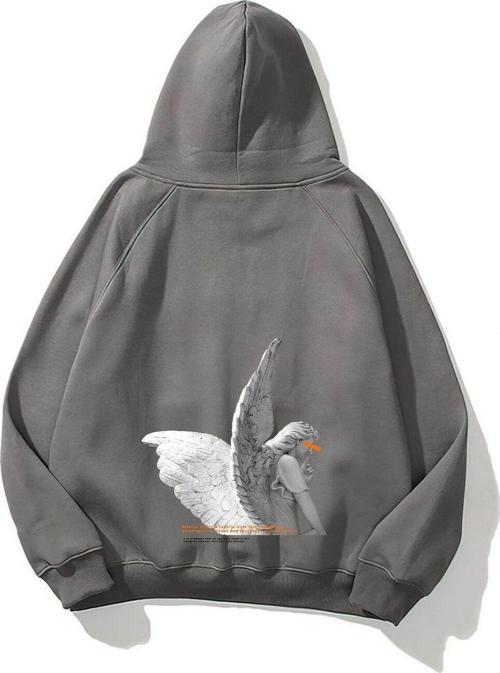 Kapüşonlu Içi Polar Art Work Heykel Baskılı Füme Unisex Hoodie Sweatshirt