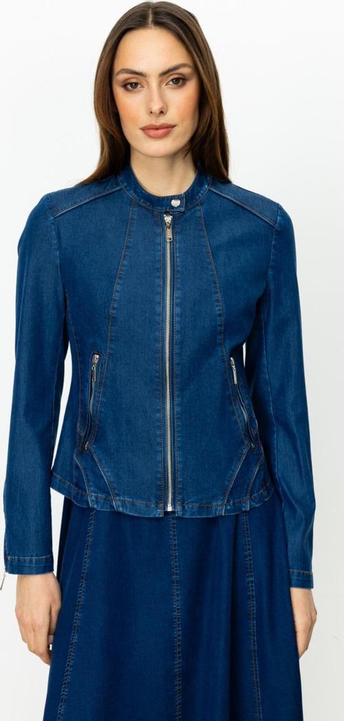 Kadın Kolları Fermuarlı Mont 6004 Indigo