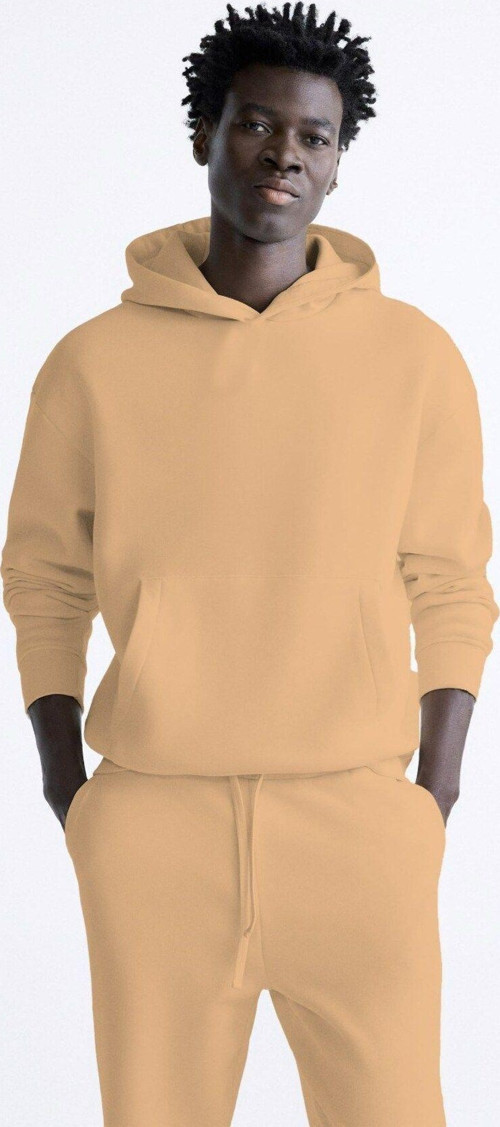 Kapüşonlu Içi Polar Bej Unisex Oversize Hoodie Sweatshirt