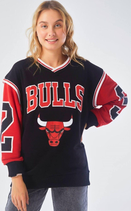 Unisex Siyah Nba Bulls 23 Oversize Sweatshirt