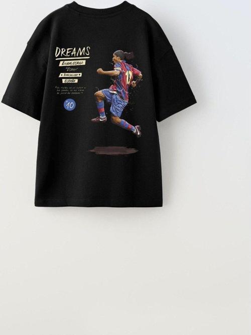 Always On Yazılı Futbol Tasarım Baskılı Siyah Çocuk T-Shirt