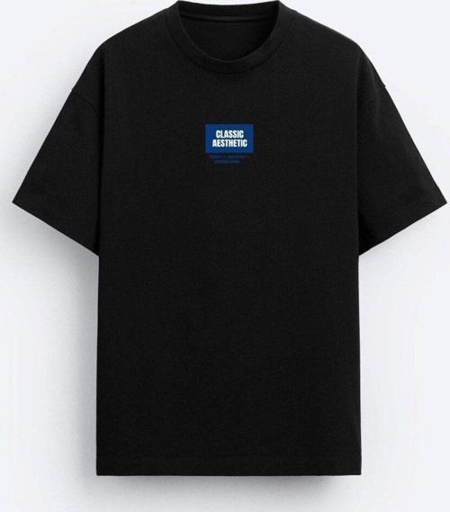 Classıc Aesthetic Yazı Baskılı Siyah Oversize Erkek T-Shirt