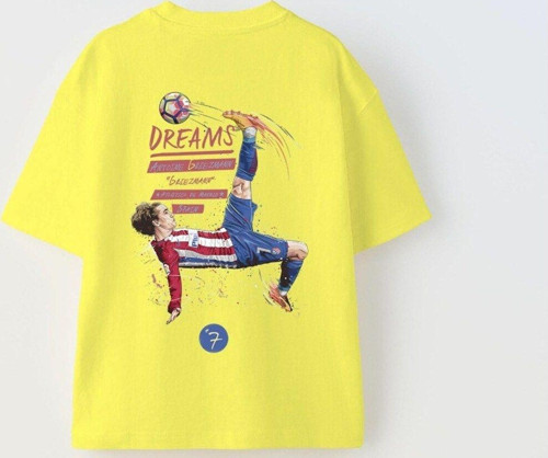 Earned Not Gıven Yazılı Futbol Tasarım Baskılı Sarı Çocuk T-Shirt