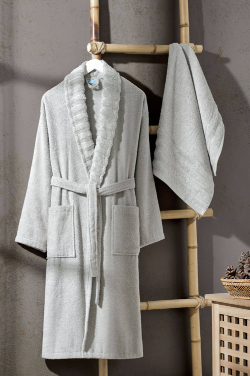Soft Elegance Banyo Tek Kişilik Bornoz Takımı %100 Pamuklu