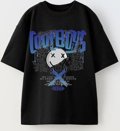 Cool Boys Yazılı Baskılı Siyah Çocuk T-Shirt