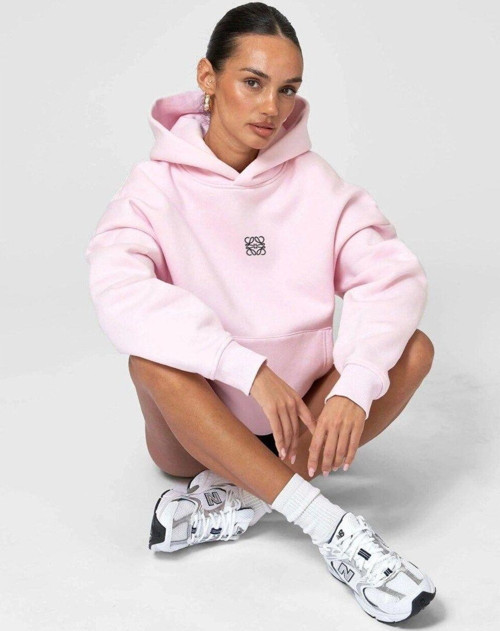Kapüşonlu Içi Polar 3D Logo Baskılı Pembe Oversize Hoodie Sweatshirt